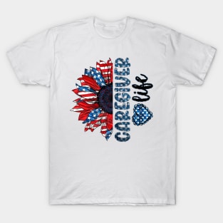 CNA Life American Flag Sunflower Happy Independence Day T-Shirt